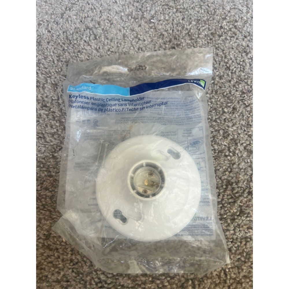Leviton Keyless Plastic Ceiling Lampholder White R50-8829-CW Standard Base